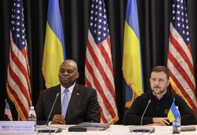 MORE AID US Secretary of Defense Lloyd Austin and Ukraine's President Volodymyr Zelenskyy attend a Ukraine Defense Contact Group meeting on Sept. 6, 2024, at the US air base in Ramstein, southwestern Germany. AFP Photo