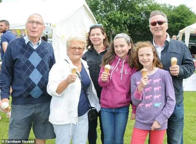 Thorpe with his wife Amanda, their two daughters Kitty, now 22, and Emma, now 19, and his parents at Wrecclesham Village Fete in Surrey in 2016