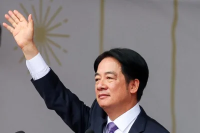 Taiwan President Lai Ching-te waves to the crowd on national day to mark the 113th birthday of the Republic of China, Taiwan's formal name, in Taipei, Taiwan, Oct. 10. Reuters-Yonhap