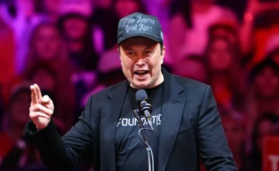 Tesla and SpaceX CEO Elon Musk speaks at a rally for former US President and Republican presidential candidate Donald Trump at Madison Square Garden in New York, October 27, 2024. AFP PHOTO