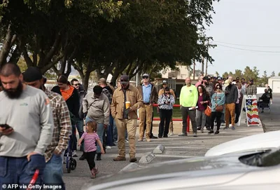 Voters in line to vote in Nevada