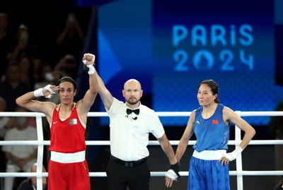 Imane Khelif (left) boxed too well for Yang Liu in their welterweight final