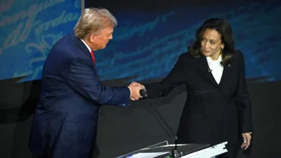 Kamala Harris and Donald Trump meet in high-stakes US presidential debate