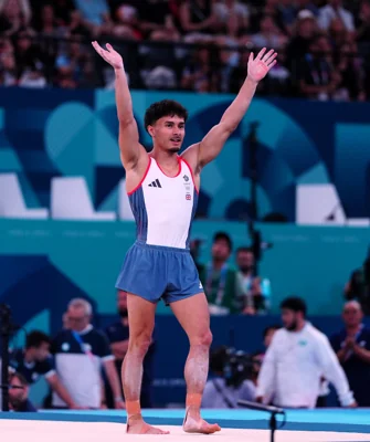 Jake Jarman looks happy with his routine (Peter Byrne/PA)