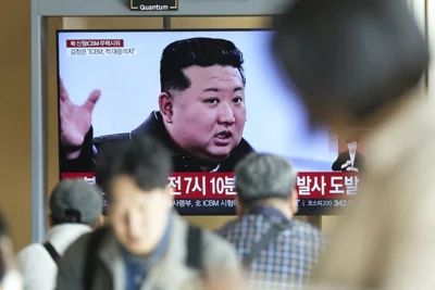 A TV screen shows an image of North Korean leader Kim Jong Un during a news program at the Seoul Railway Station in Seoul, South Korea, Thursday, Oct. 31, 2024.