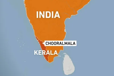 Map of Kerala and site of landslides