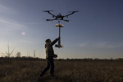 A homemade prototype drone is tested 