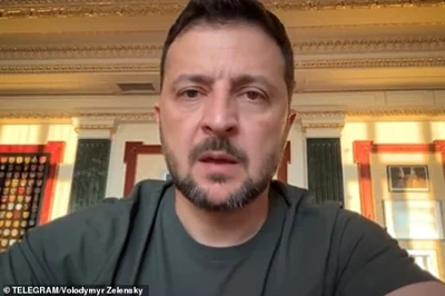 Ukrainian President Volodymyr Zelensky, (pictured) in his Telegram address on Saturday night, confirmed that Ukrainian 'warriors' had pushed the war onto 'the aggressor's territory'