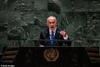 Israeli Prime Minister Benjamin Netanyahu speaks during the United Nations General Assembly (UNGA)