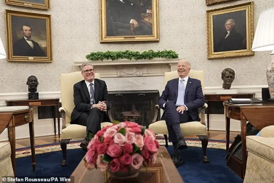 British prime minister Keir Starmer (pictured, left) has paid tribute to US president Joe Biden's 'remarkable career'