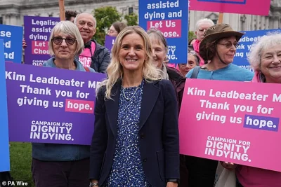 Dignity in Dying campaigners gather in Parliament Square last month in support of the 'assisted dying bill'