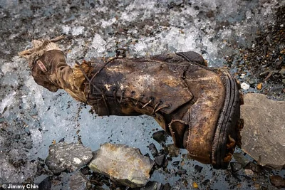 The foot and boot was found on Everest's Central Rongbuk Glacier, below the mountain's North Face and at a lower altitude than where Mallory's remains were found in 1999