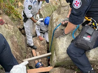 The woman was rescued after seven hours