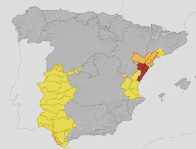 Weather warnings have been issued along Spain’s eastern coast and its border with Portugal