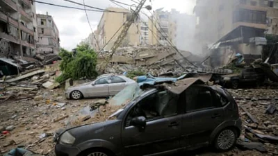 Footage shows aftermath of Israeli strikes on Beirut – video