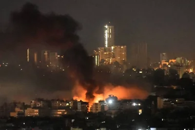 BEIRUT BLAST Fire rises from the site of an Israeli airstrike that targeted the southern suburbs of Lebanon’s capital Beirut on Nov. 7, 2024. AFP PHOTO