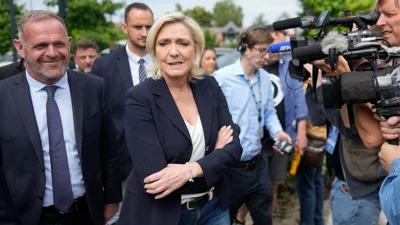 Marine Le Pen after voting