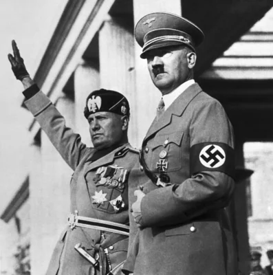 Benito Mussolini and Adolf Hitler on Review Stand