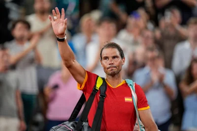 Rafael Nadal waves goodbye to Court Philippe Chatrier (Manu Fernandez/AP)