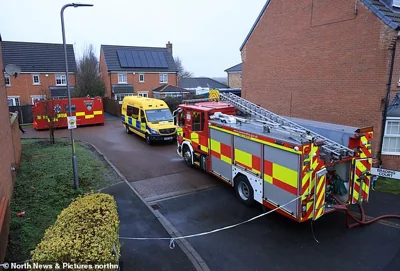 Emergency services outside Kwan's £300,000 home in Ingleby Barwick, Teesside, earlier this year