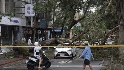 Taiwan cleans up after Typhoon Kong-rey leaves two dead