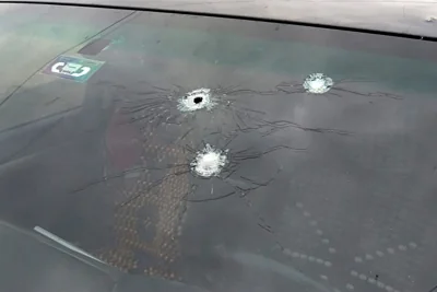 This picture released by Radio Kawsachun Coca (RKC) shows what it said are bullet holes on Morales' pick up truck