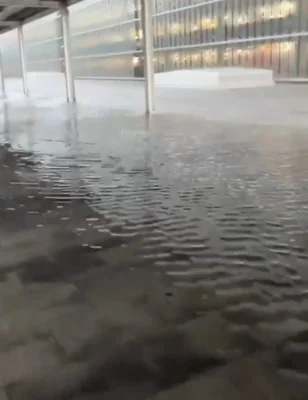 Parts of the airport were seen submerged in water