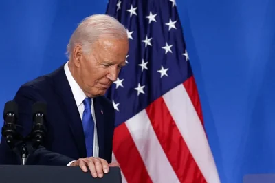Biden steps down from the podium