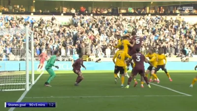 John Stones rose up above the crowd and nodded home a late goal