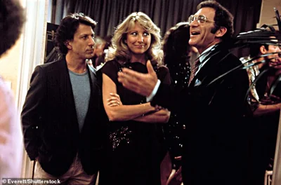 The peak of her career came in 1983 as she was nominated in the Best Actress in a Supporting Role category for her work as Sandy Lester in Tootsie; she is pictured with Dustin Hoffman (left) and Sydney Pollack (right)