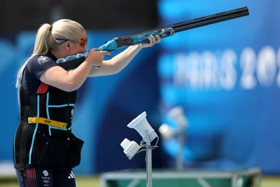Great Britain’s Amber Rutter during the women’s skeet final (Isabel Infantes/PA).