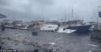 At least four people have been killed in the devastation, which flattened the island of Carriacou in Grenada and damaged boats in Barbados (pictured)