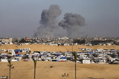 Smoke rises following an Israeli airstrike east of Rafah, Gaza Strip, Monday, May 6, 2024