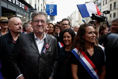 Jean-Luc Melenchon, leader of French far-left opposition party France Unbowed (LFI) in Paris