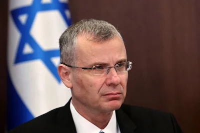 Israel's Minister of Justice Yariv Levin attends attends the weekly cabinet meeting at the prime minister's office in Jerusalem, Israel, Sunday, July 9, 2023. (Gil Cohen-Magen/Pool Photo via AP)