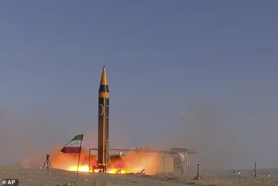 A Khorramshahr-4 missile is launched at an undisclosed location on May 25, 2023