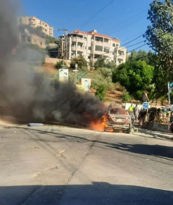 Целенаправленный удар с беспилотника по автомобилю в городе Кунин, в округе Набатия на юге Ливана