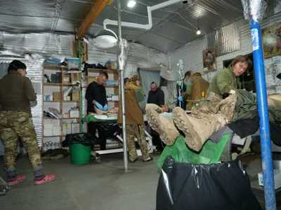 A wide view of the field hospital, or stab point, near Bakhmut