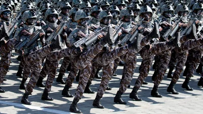 North Korean soldiers marching