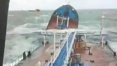 The two Russian tankers in the Black Sea have been badly damaged due to stormy weather