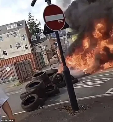 In Hull, tyres had been set on fire as black smoke from the blaze filled the city's streets