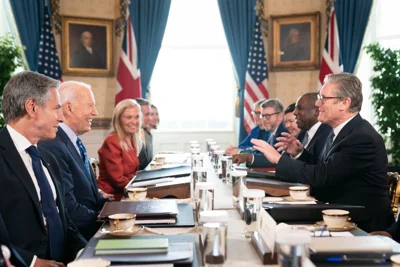 Sir Keir and Biden met in the Blue Room at the White House on Friday