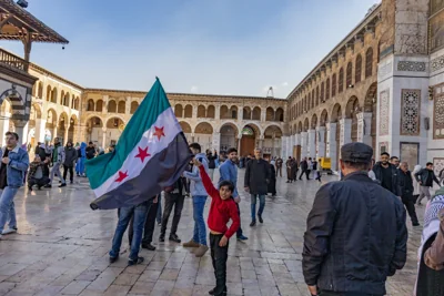 Syrians gather at Ummayyad Mosque in Damascus