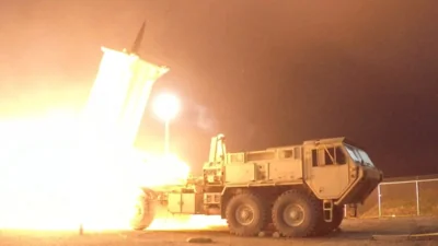 A Terminal High Altitude Area Defense (THAAD) interceptor is launched from the Pacific Spaceport Complex Alaska during Flight Experiment THAAD (FET)-01 in Kodiak, Alaska, U.S. on July 30, 2017. Picture taken on July 30, 2017. Courtesy Leah Garton/Missile Defense Agency/Handout via REUTERS ATTENTION EDITORS - THIS IMAGE WAS PROVIDED BY A THIRD PARTY.