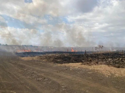 После недавнего обстрела Голанских высот на открытой местности в районе мошава Ревая возникло несколько очагов возгораний, пожарные бригады работают над их нейтрализацией, опасности для ближайших населенных пунктов нет