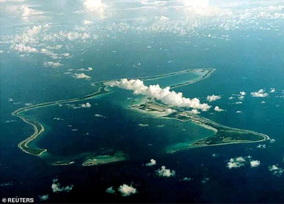 An undated file photo shows Diego Garcia, the largest island in the Chagos archipelago and site of a major United States military base in the middle of the Indian Ocean leased from Britain