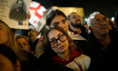 Georgians protest in Tbilisi about the election results