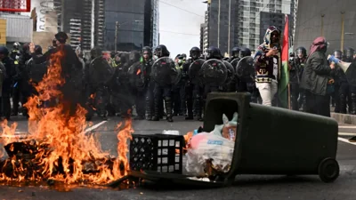 Anti-war protesters clash with police at Australian defence expo