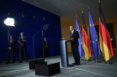 German Chancellor Olaf Scholz attends a media briefing at the Chancellery after sacking Finance Minister Christian Lindner following a meeting with the heads of the so-called "Traffic Light Coalition" of the Social Democratic Party (SPD), the Greens and Lindner's Free Democratic Party (FDP), in Berlin, Germany, November 6, 2024. REUTERS/Annegret Hilse