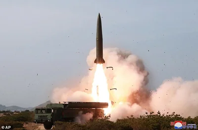 This photo provided by the North Korean government shows a test of weapon systems, in North Korea on Saturday May 4 2019